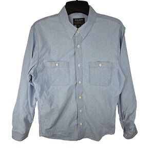 CC Filson Shirt Mens Medium Blue Denim Long Sleeve 100% Cotton Gorpcore Shirts